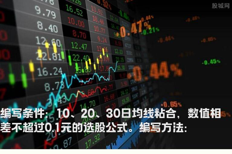 均线粘合数值相差不超过0.1元的选股公式