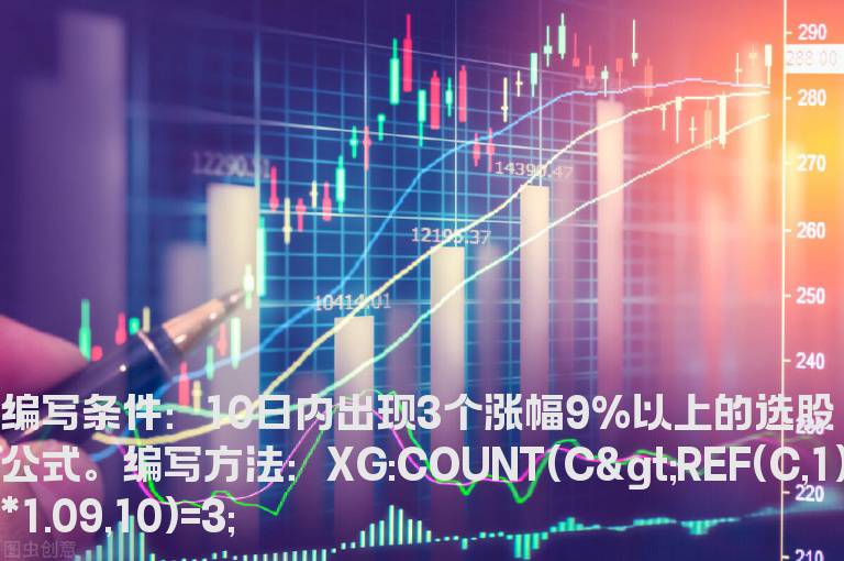 10日内出现3个涨幅9%以上的选股公式