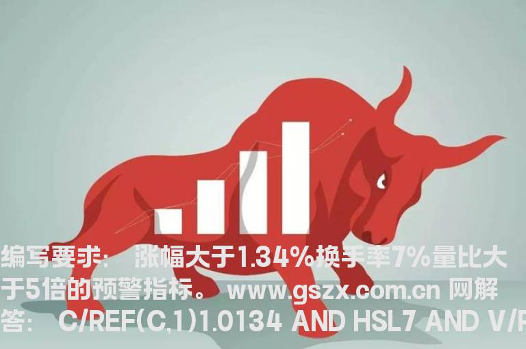 涨幅大于1.34%换手率7%量比大于5倍的预警指标