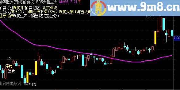 自己用的主图指标不花哨自己改的一眼能看出这股票停牌时间