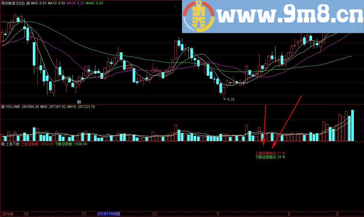 上涨下跌总家数指标 通达信指标公式 源码 贴图