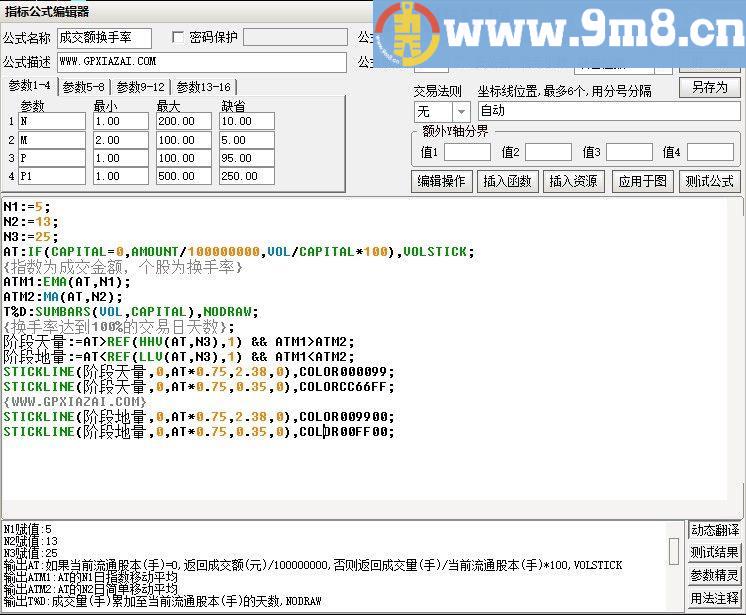 成交额换手率 通达信副图指标 九毛八公式指标网