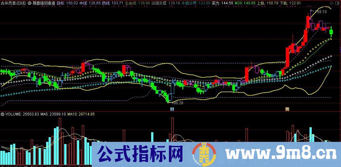 晟誊强弱通道 通达信主图指标 九毛八公式指标网 无未来