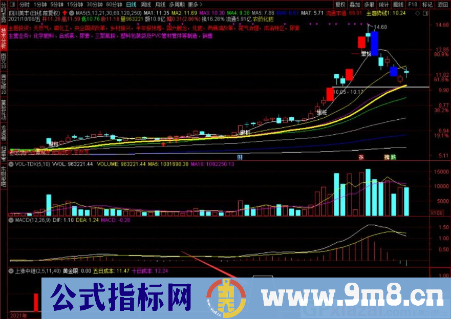 通达信上涨中继副图指标 抓住黄金买点 源码 贴图