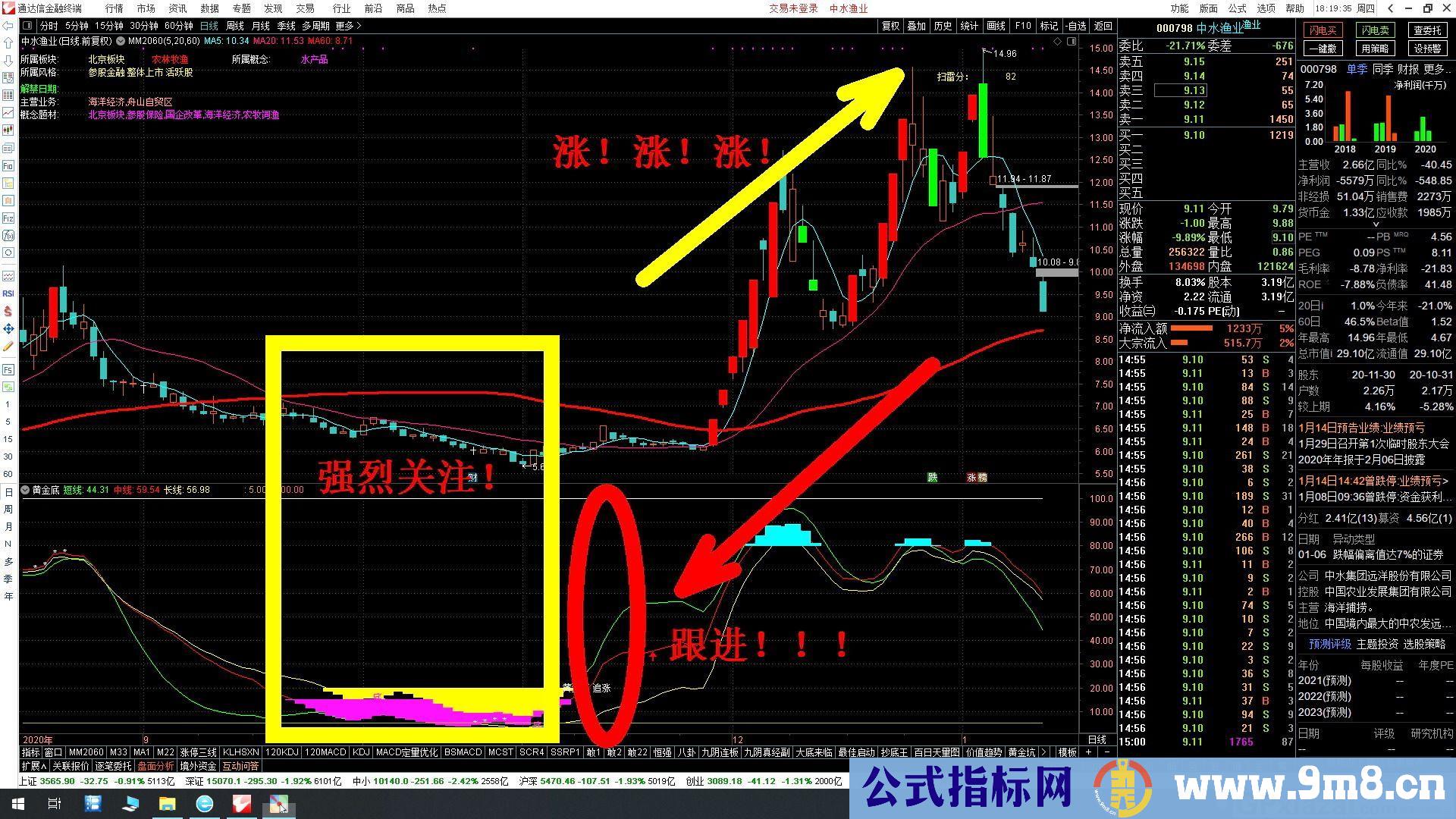 黄色出现 抄底 黄金底 通达信副图指标 源码 贴图 无未来 不漂移