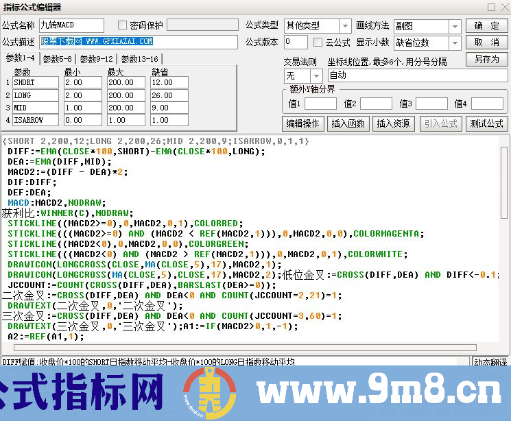 通达信新macd组合九转系列 九转MACD副图指标 源码 贴图