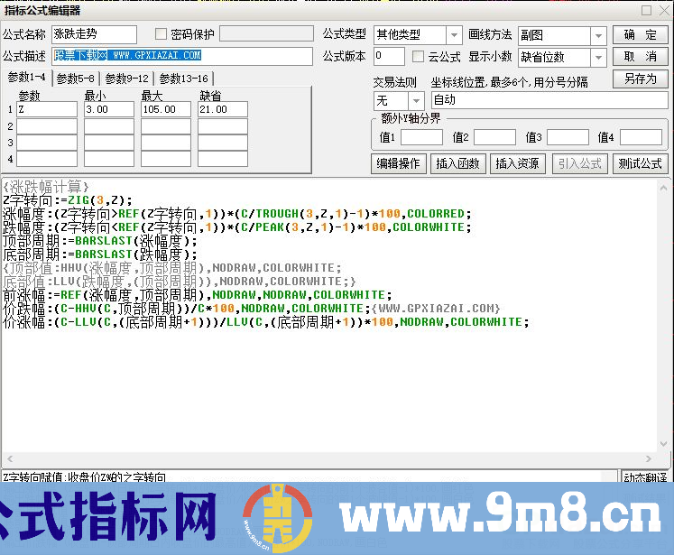 通达信涨跌走势 涨跌幅计算副图指标 源码 贴图