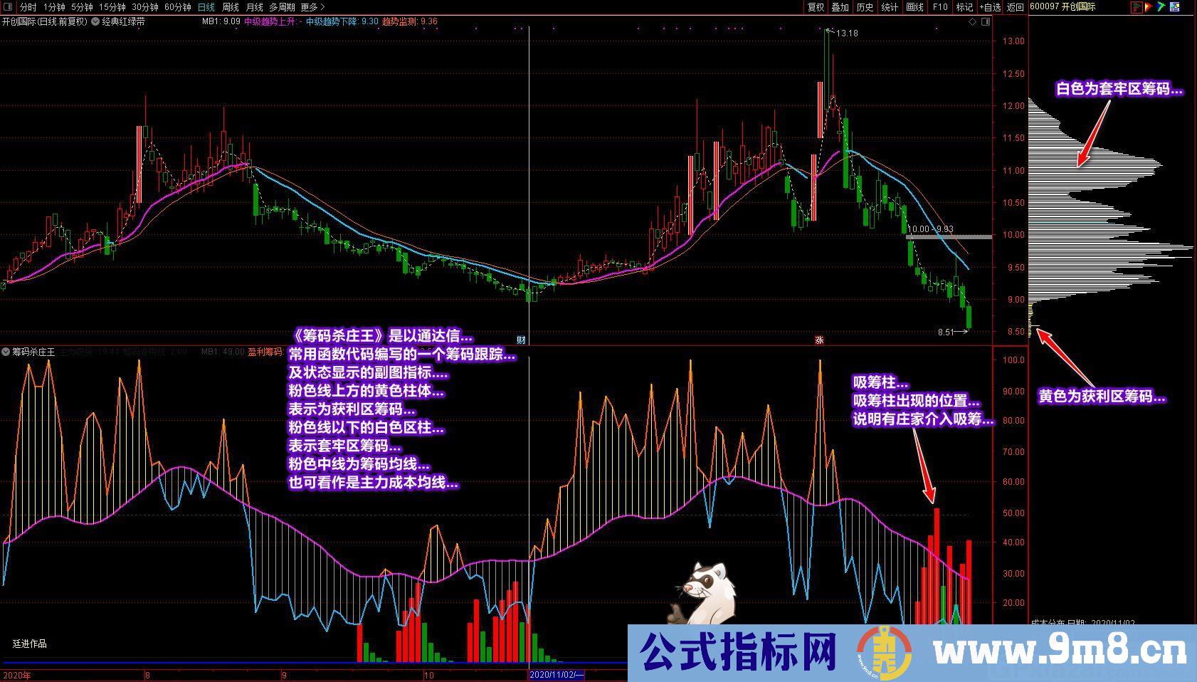 廷进 筹码杀庄王 通达信副图指标 源码 贴图 无未来