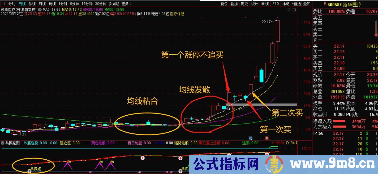 共振 满量 5日线战法 通达信指标 源码 贴图 使用说明