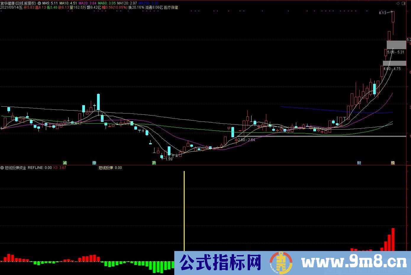 短线反弹资金 通达信副图指标 源码 贴图