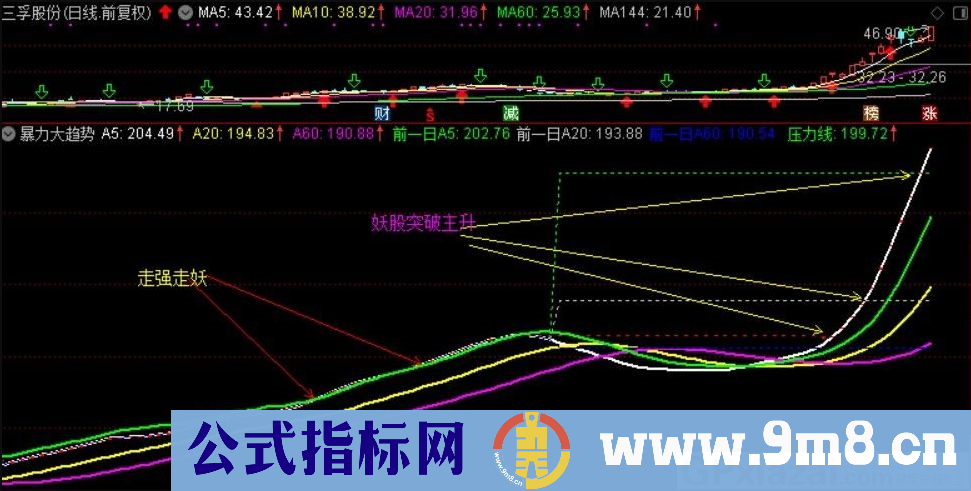 暴力大趋势 通达信副图指标 源码 贴图 无未来