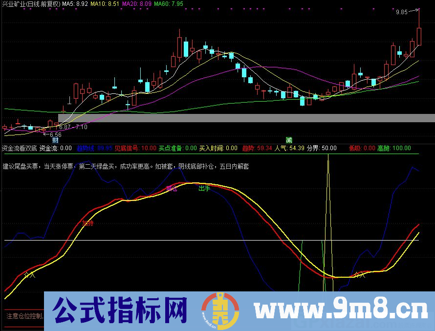 资金流看双底 主流资金 中线或波段操作指标 通达信副图指标 源码 贴图