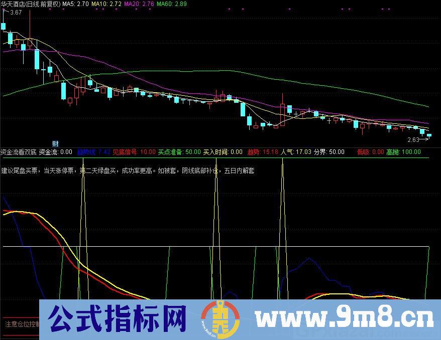资金流看双底 主流资金 中线或波段操作指标 通达信副图指标 源码 贴图