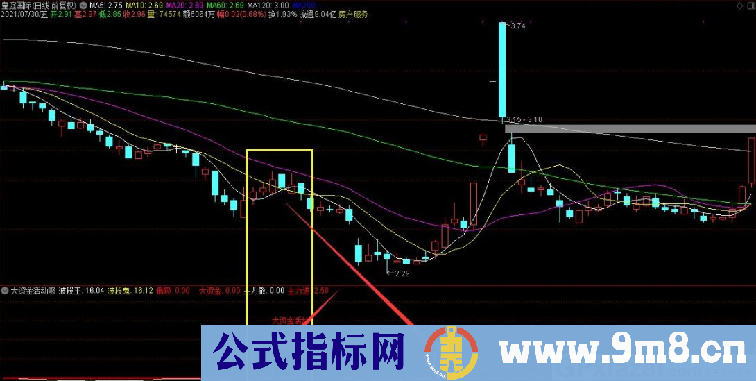 大资金活动后低吸 通达信副图指标 源码 贴图