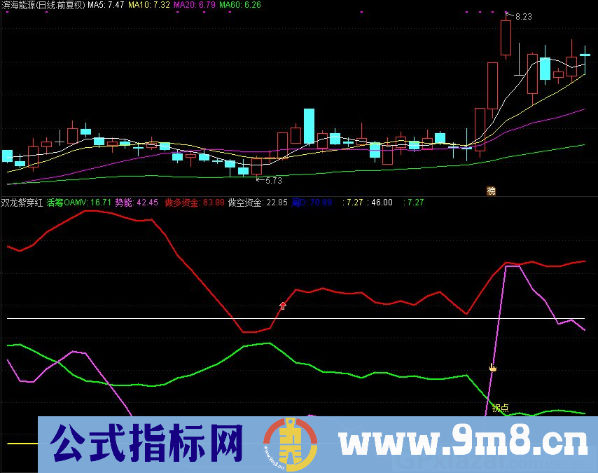 双龙紫穿红 通达信副图指标 源码 贴图