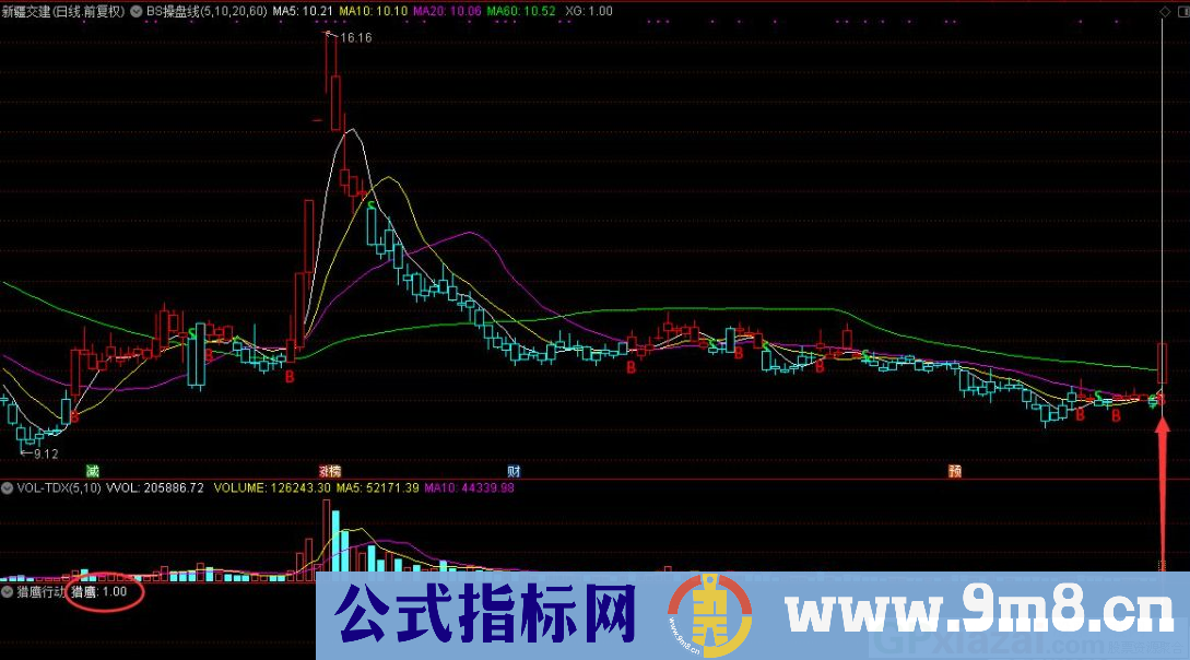 通达信猎鹰行动副图/选股指标 源码 贴图