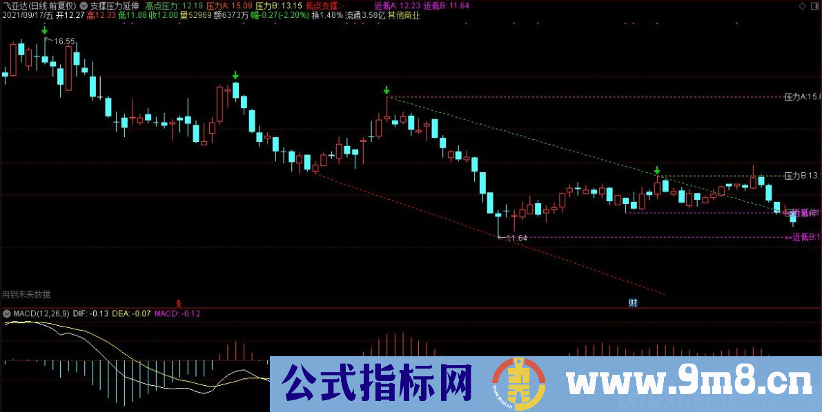 通达信支撑压力延伸画线主图指标 源码 贴图
