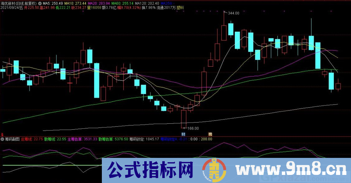 通达信主力散户筹码估算副图指标 源码 贴图