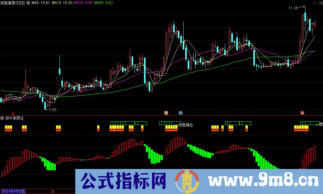 通达信新牛股跟庄副图指标 源码 贴图