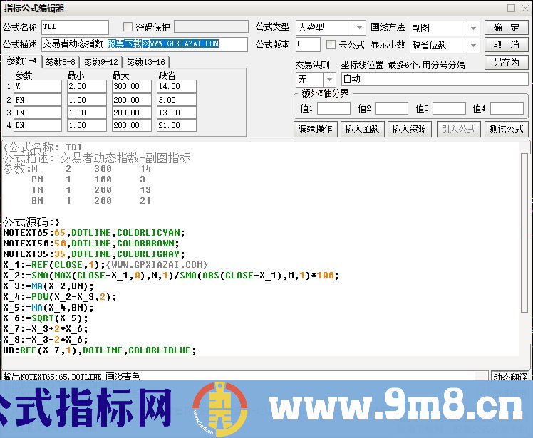 通达信交易者动态指数副图指标 源码 贴图