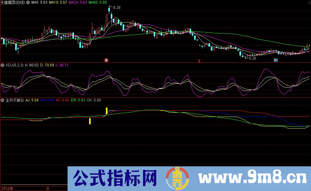 通达信主升不破价副图指标 辨别抓主升浪的指标 源码 贴图