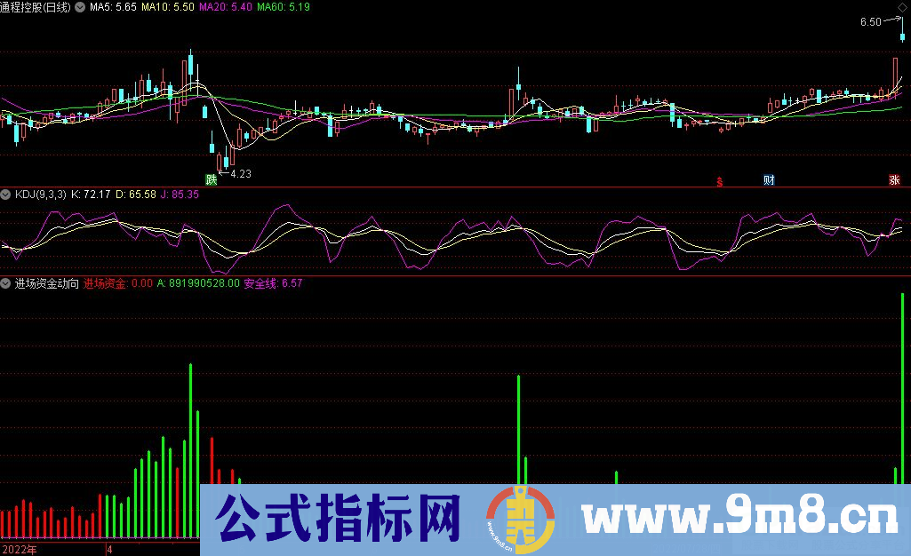 通达信进场资金动向副图指标 源码 贴图