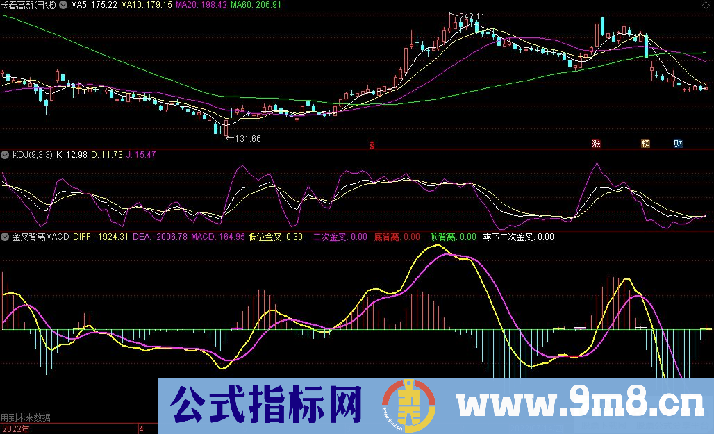 通达信金叉背离MACD副图指标 自动背离划线 源码 贴图