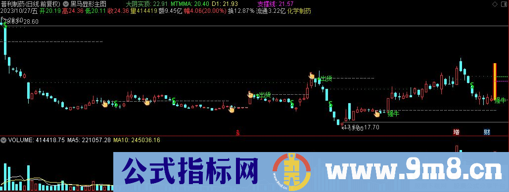 通达信黑马显形主图指标 源码 贴图