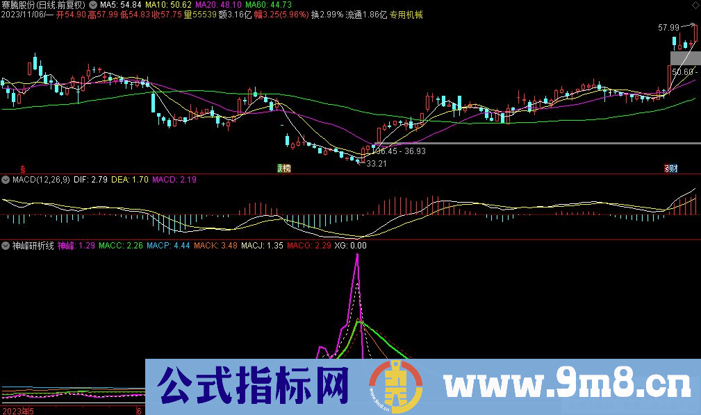 通达信神峰研析线副图指标 神峰值越大底部特征越明显 源码 贴图