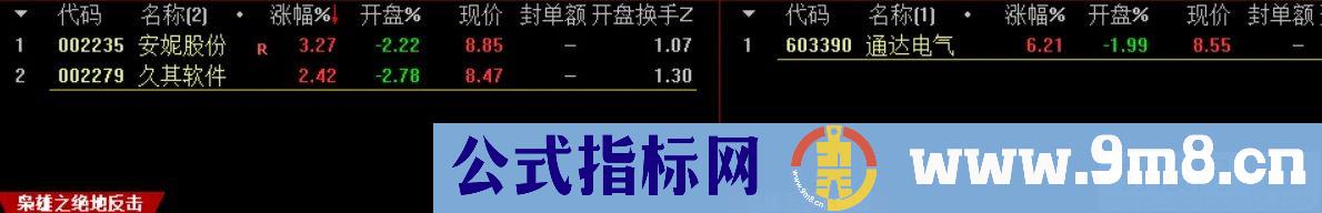 通达信枭雄竞价之绝地反击/釜底抽薪 抓首板/抓连扳 开盘绿开反核低吸 绿盘深水低吸 源码 贴图