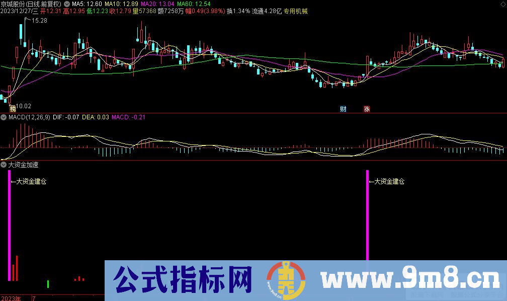 通达信大资金加速副图指标 九毛八公式指标网
