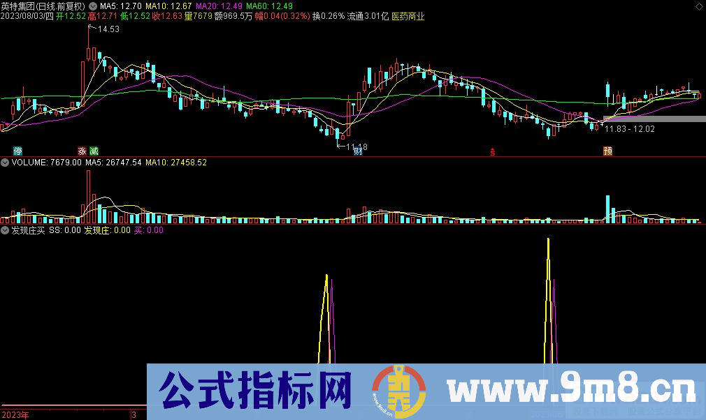 通达信发现庄买副图指标 源码 贴图