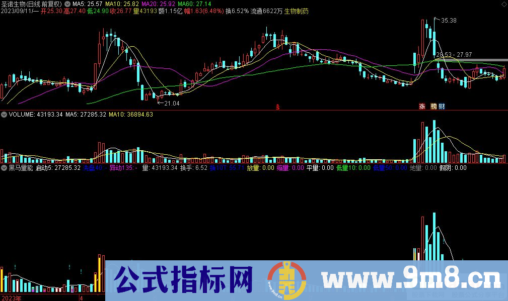 通达信黑马量能副图指标 放量将军柱 九毛八公式指标网