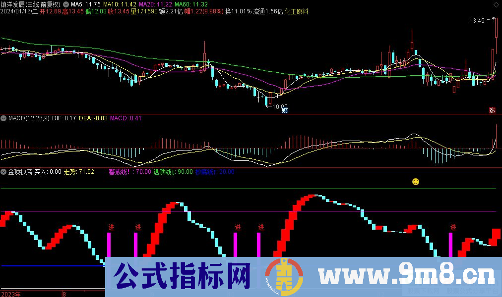 通达信金顶抄底副图指标 源码 贴图