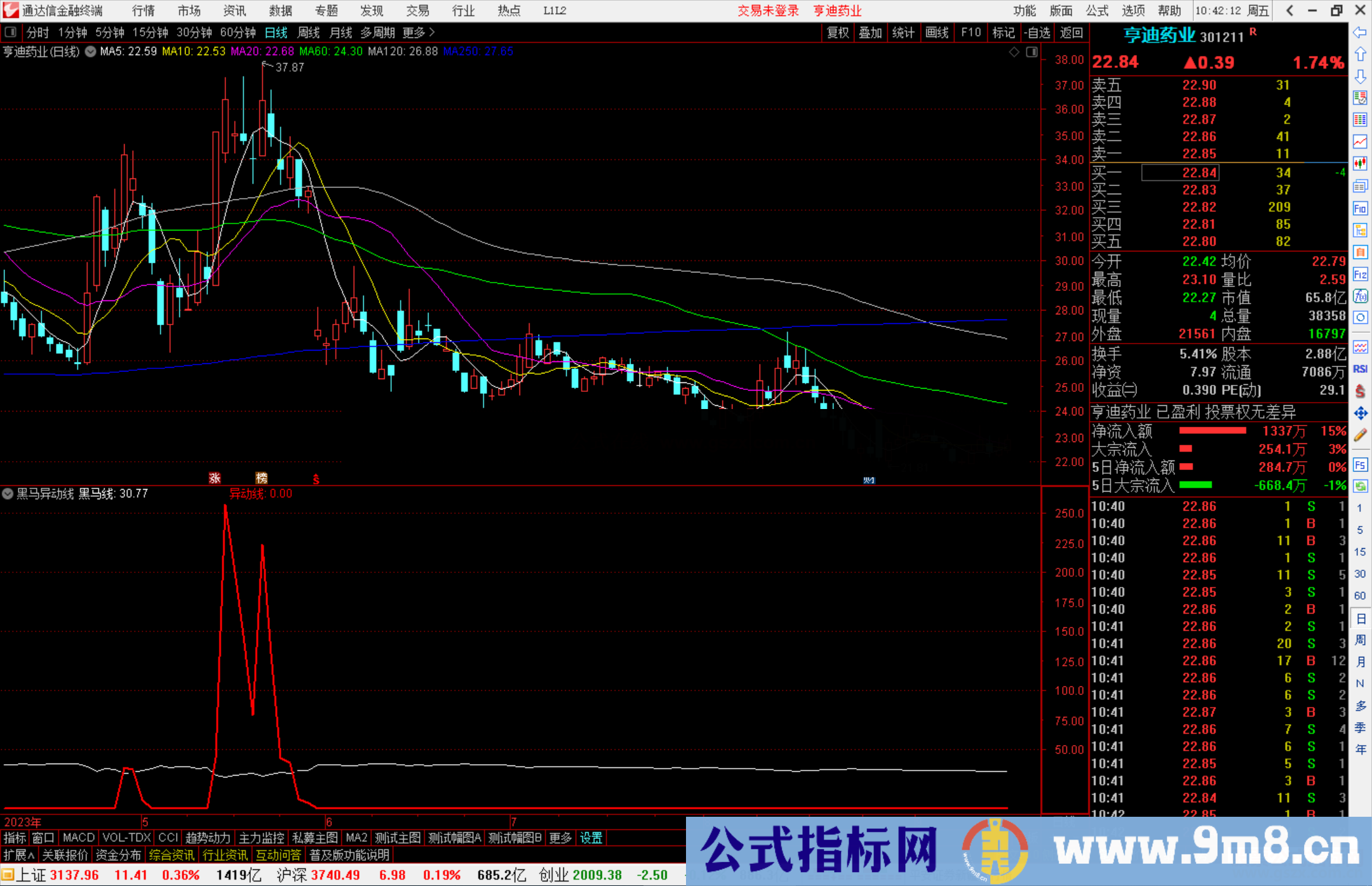 通达信黑马异动线指标公式源码副图