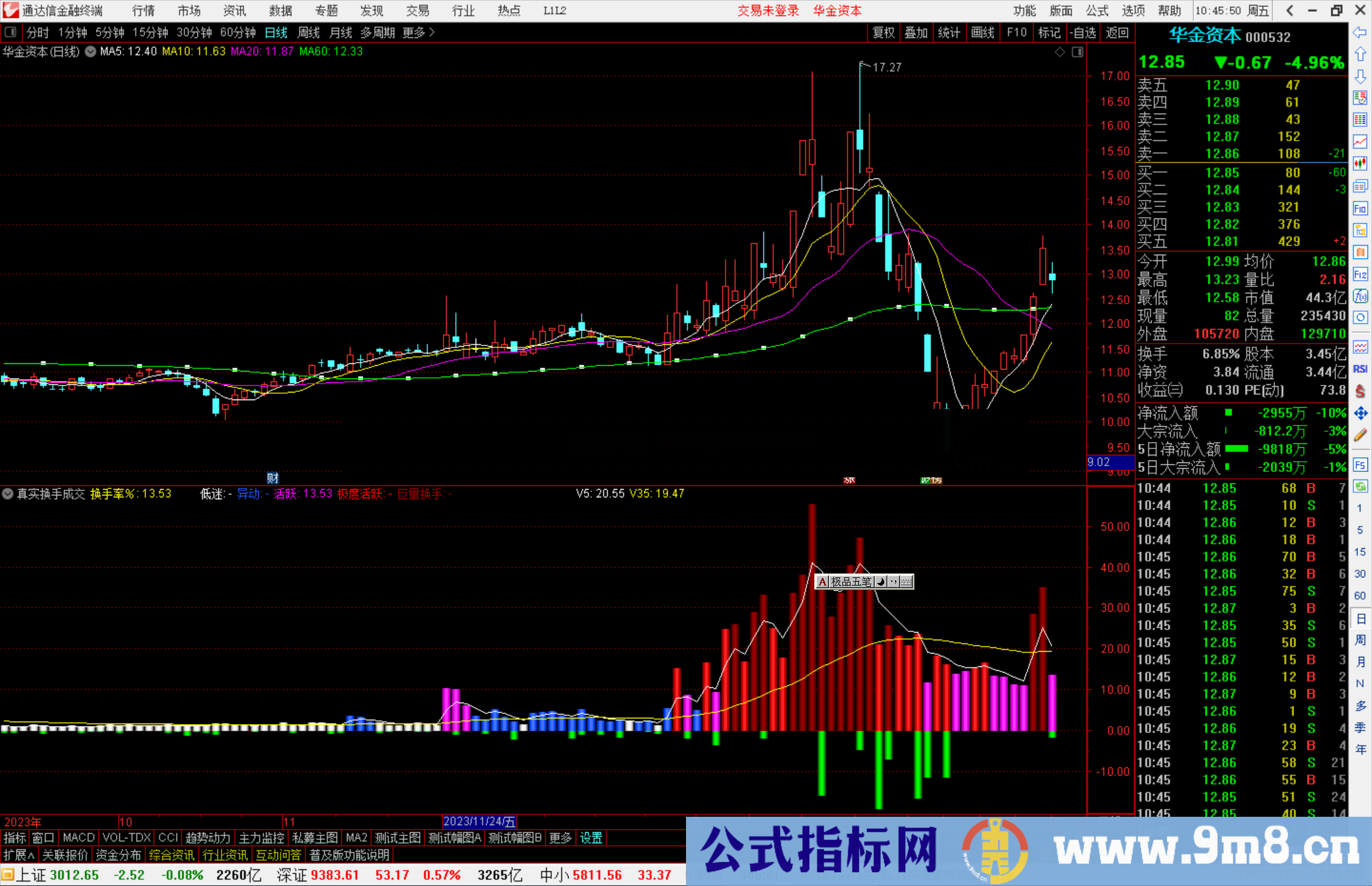 通达信真实换手成交量指标公式源码附图