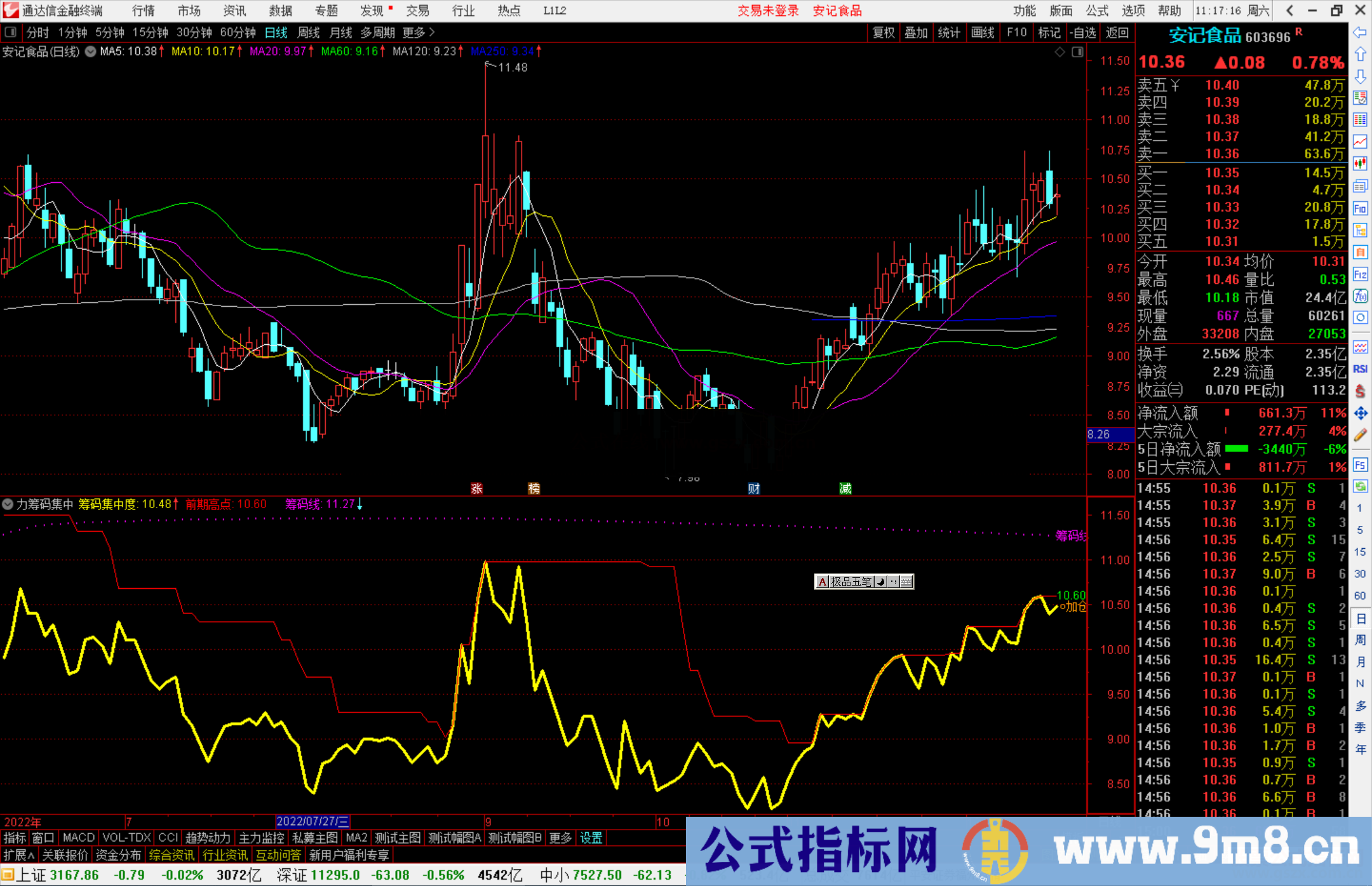 通达信主力筹码集中指标公式源码副图主力筹码集中
