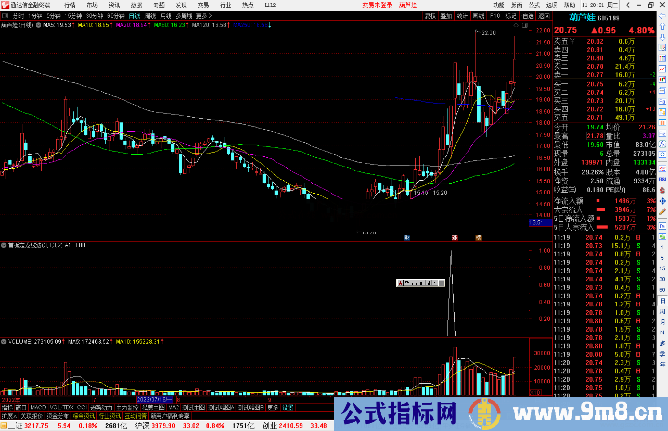 通达信首板定龙线选股公式源码副图