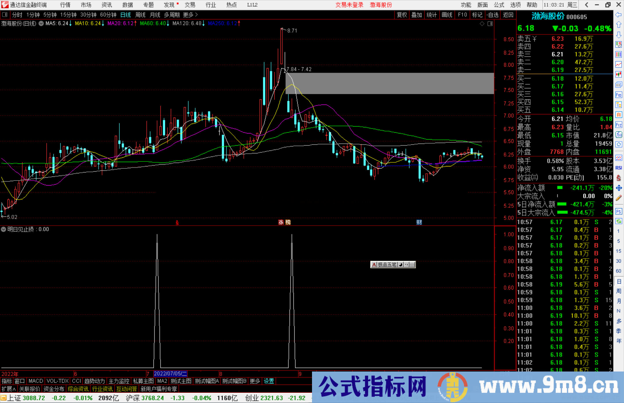 通达信明日见止损指标公式源码副图