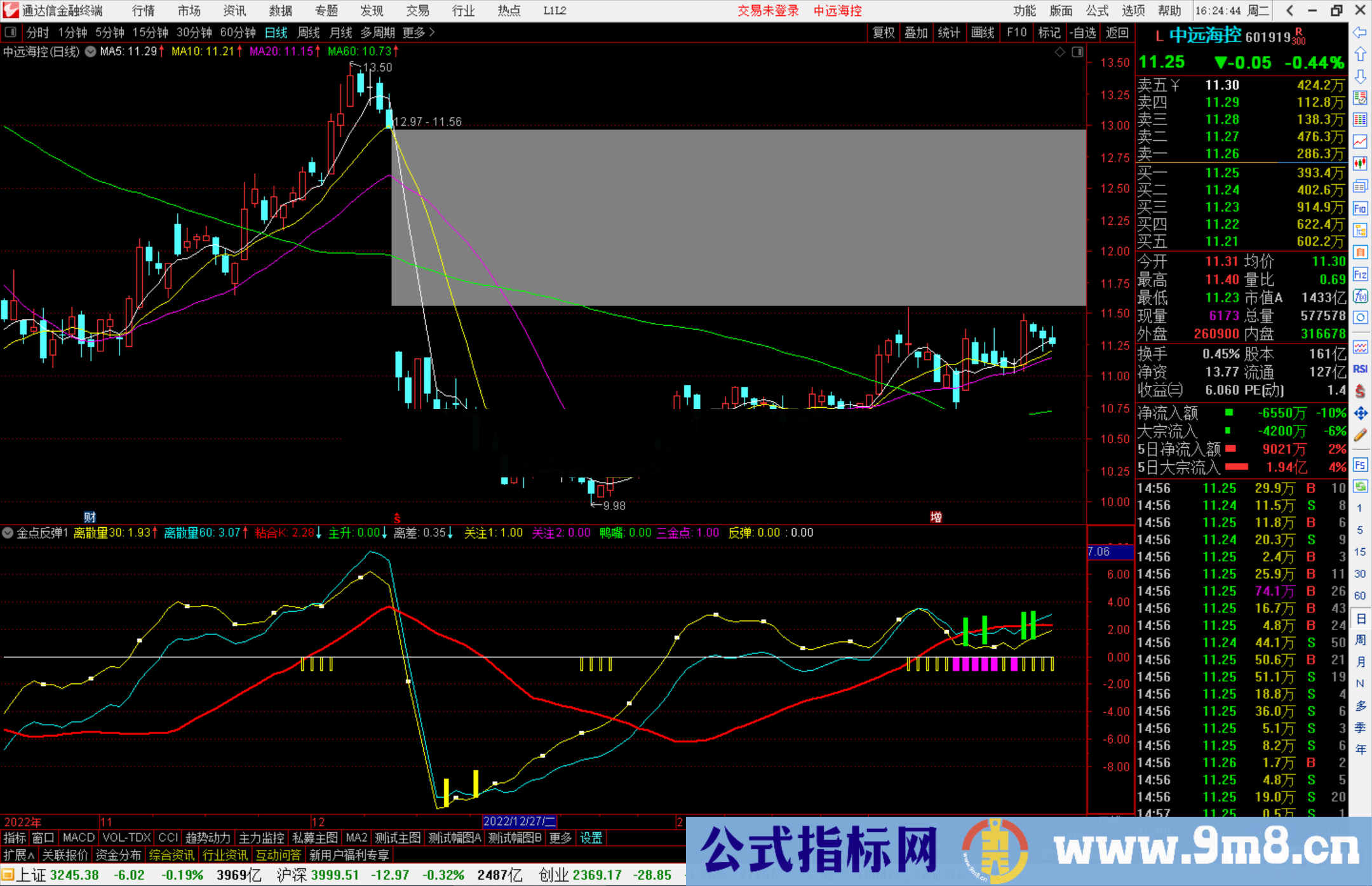 通达信金点反弹，离散量上穿零轴 出现紫色 可以建仓源码