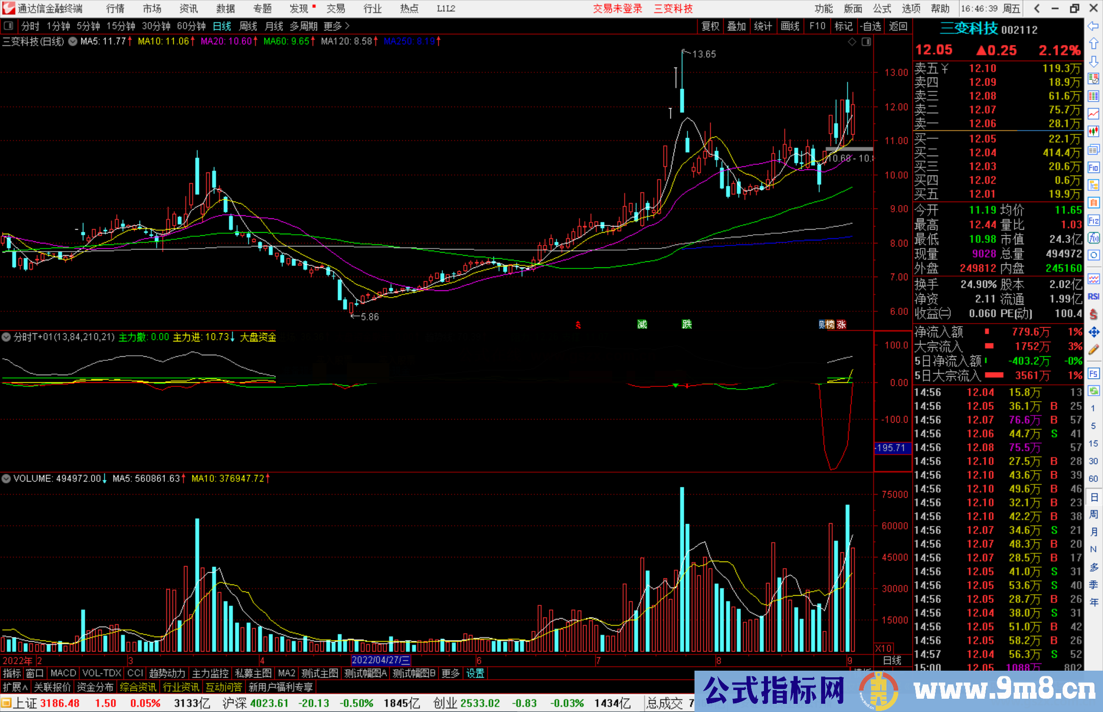 通达信指标实战分时T+0操作 成功率95以上