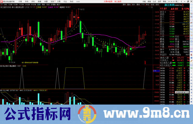 通达信黄金筹码副图指标公式源码