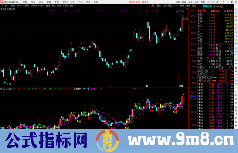 通达信盗庄先锋至尊涨停王者归来特供副图 码