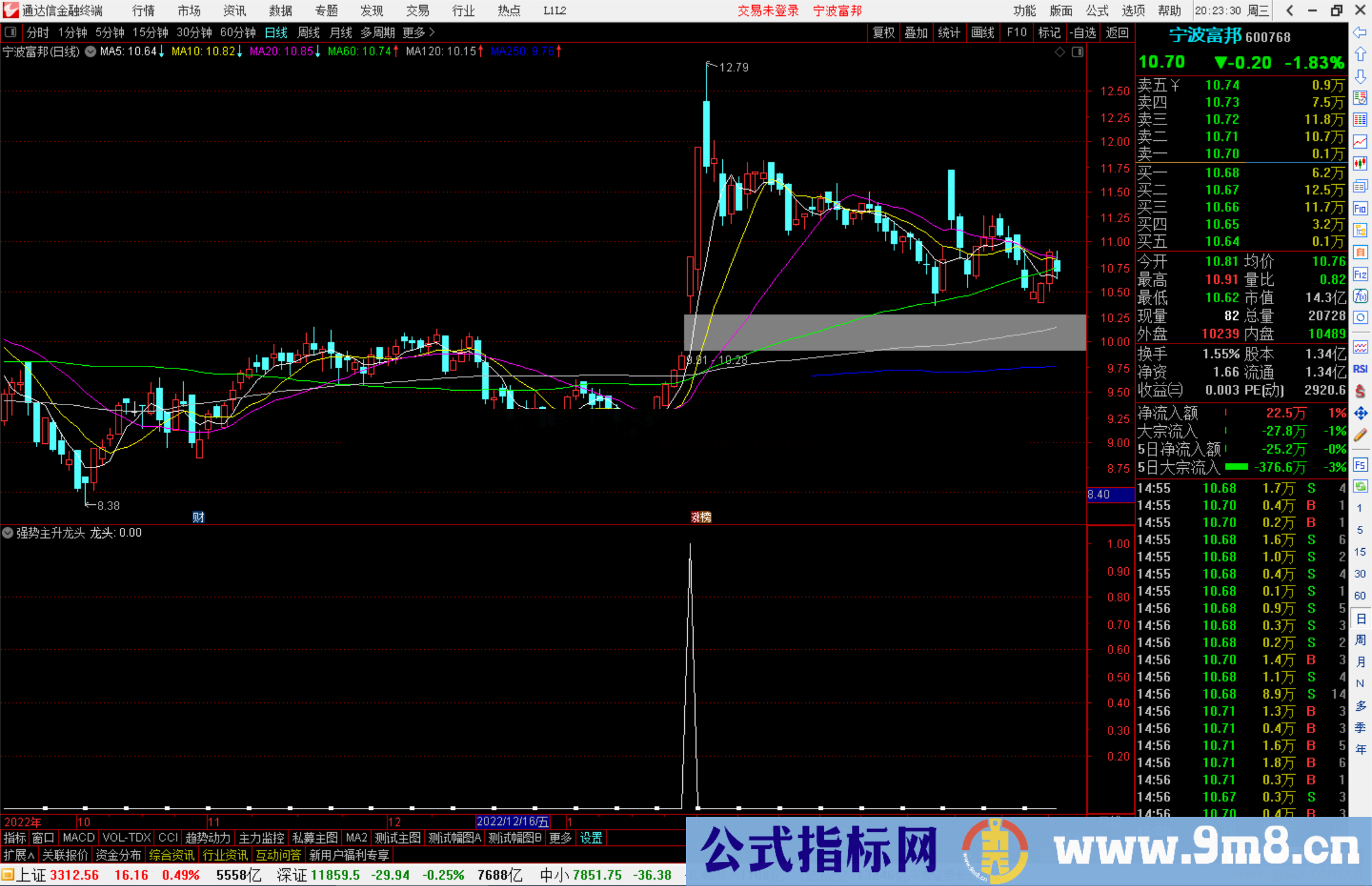 通达信强势主升龙头选股指标公式源码副图