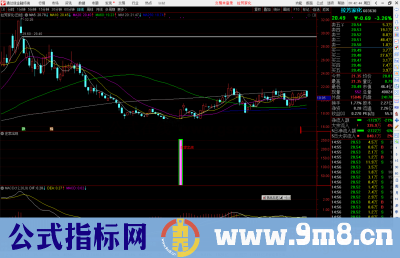 通达信庄家出现副图/选股预警指标公式源码