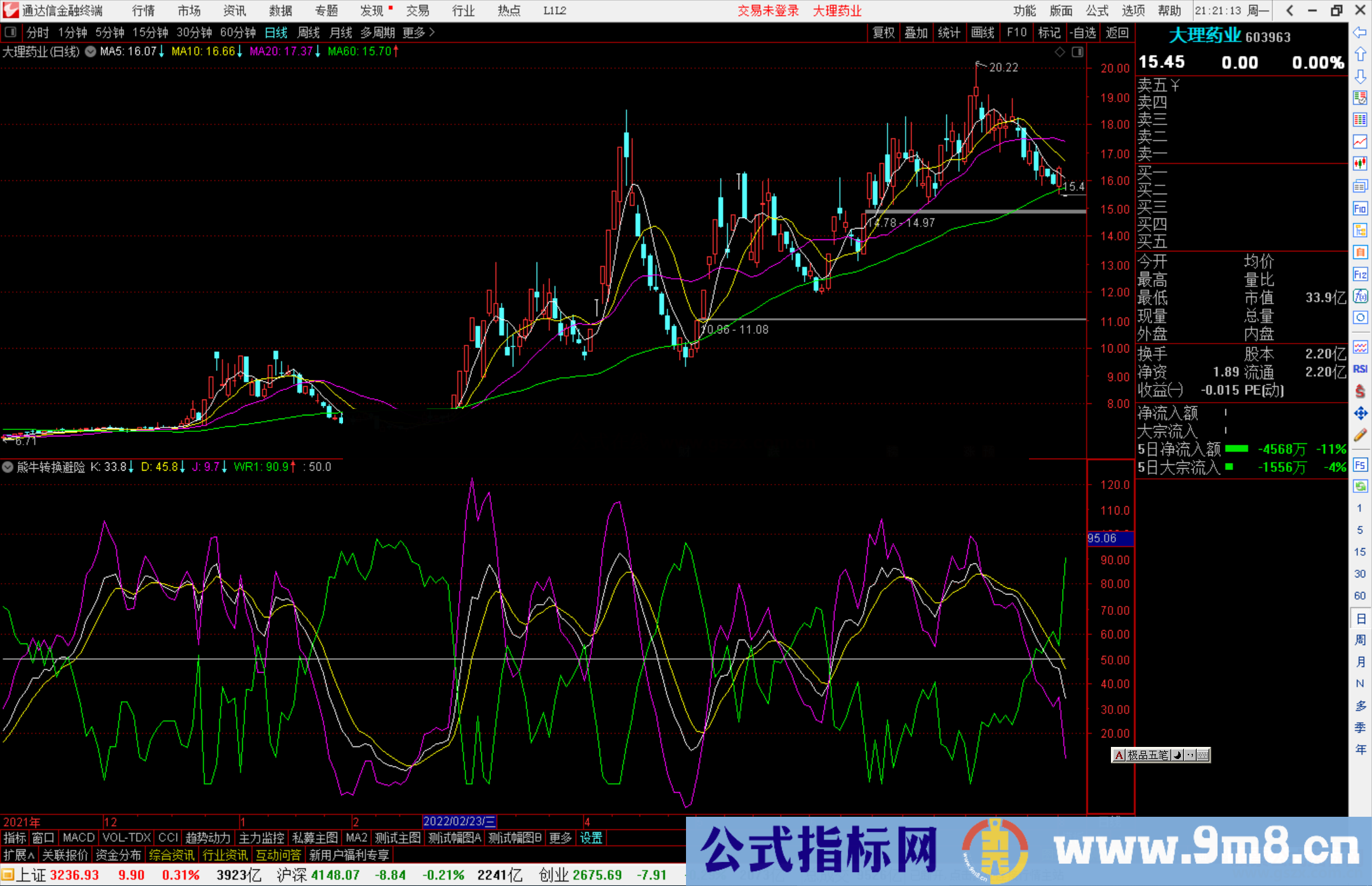通达信熊牛转换避险副图指标 源码分享 附图