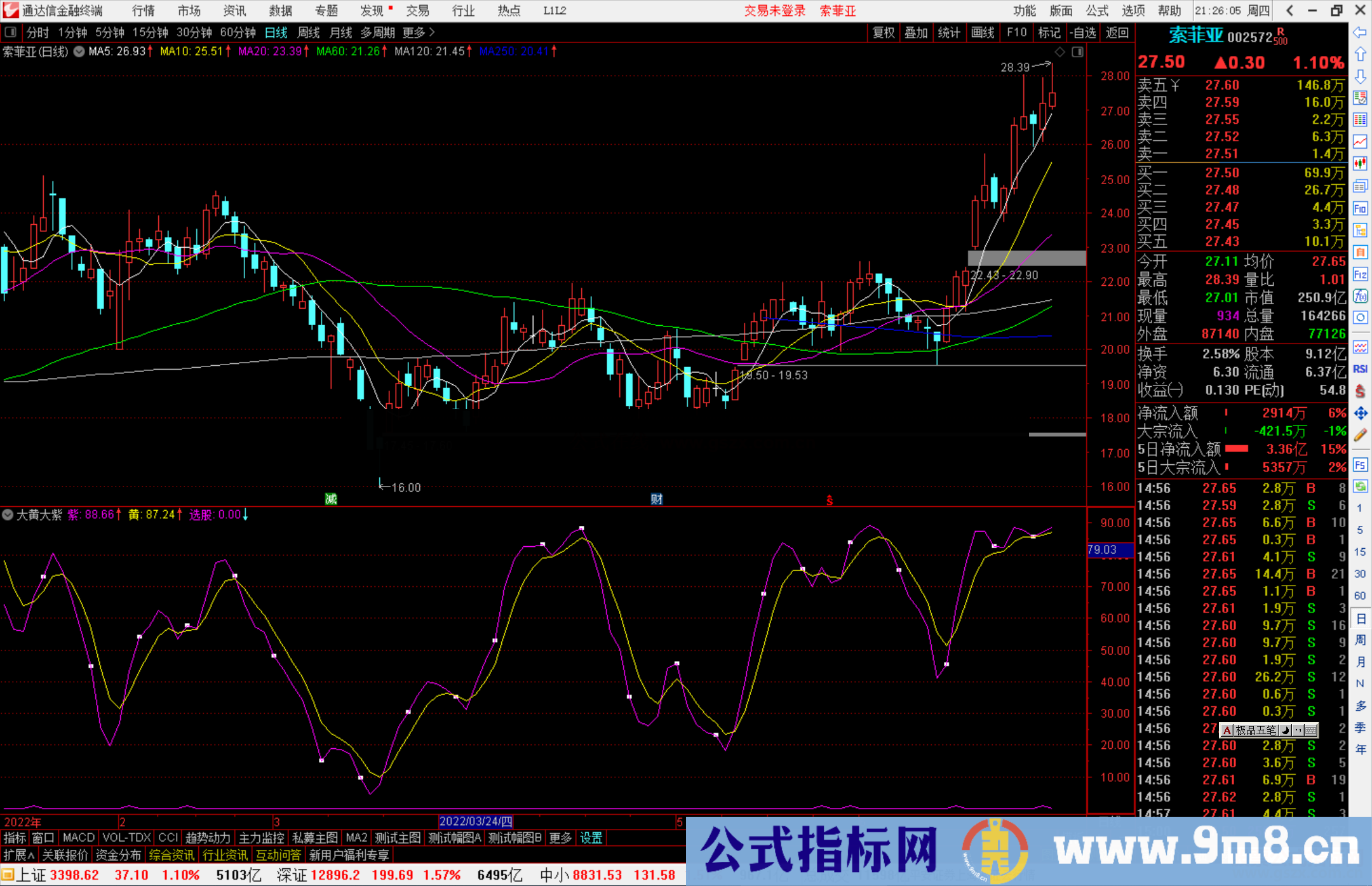 通达信大黄大紫SVIP副图指标 源码分享