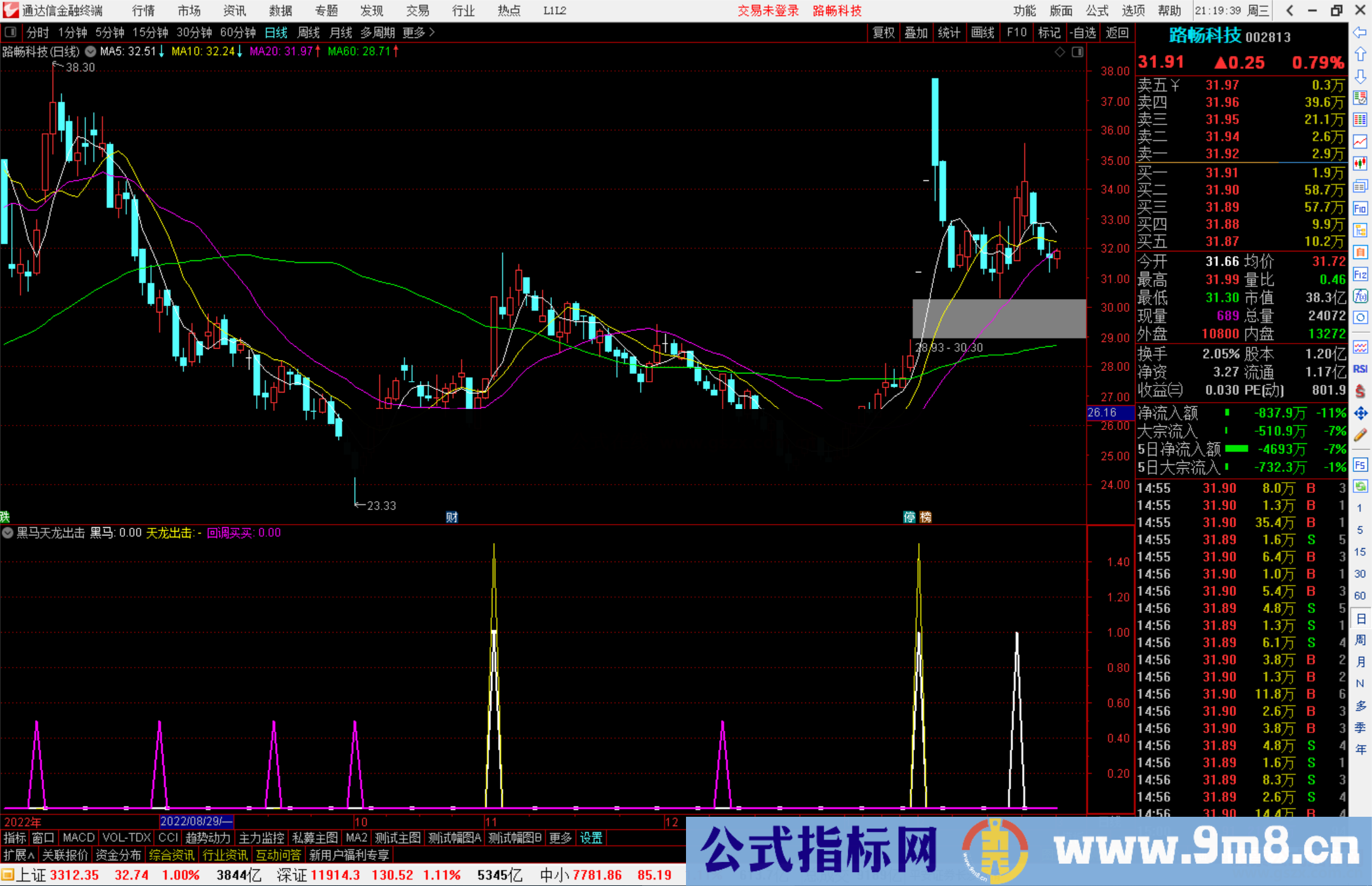 通达信黑马天龙出击指标公式源码