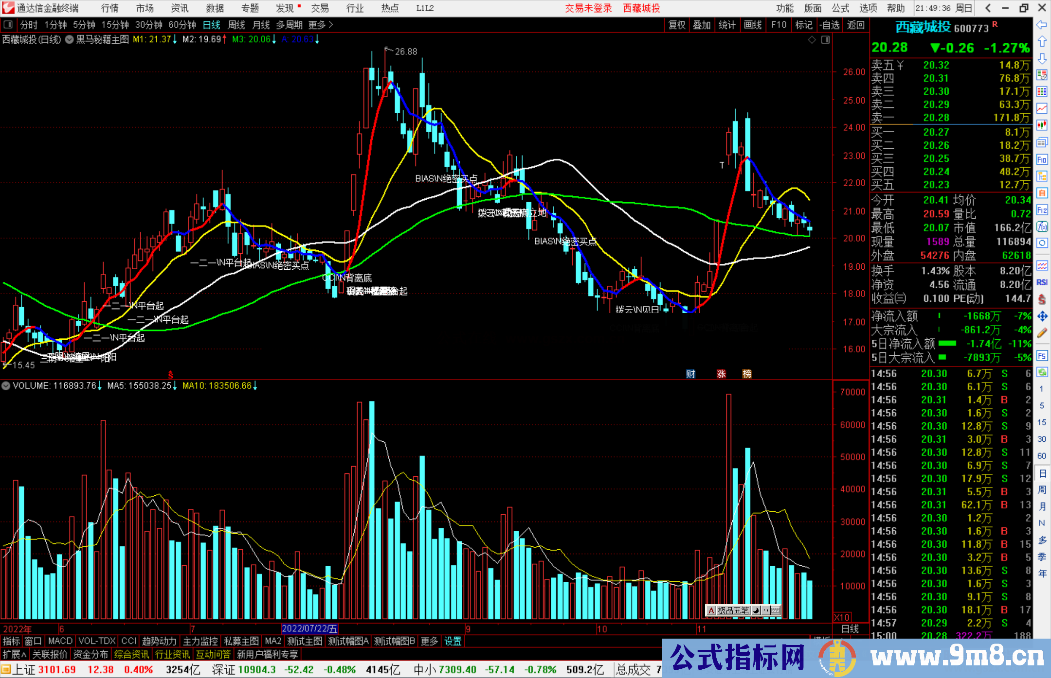 通达信黑马秘籍主图指标公式源码副图