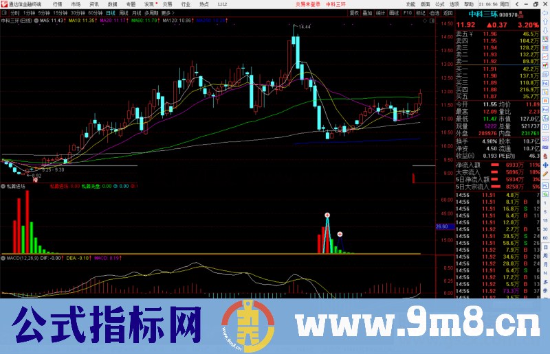 通达信私募进场+MACD底背离副图/选股预警指标公式源码